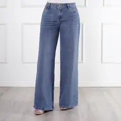 KANSAS - Jean Wide Leg Tiro Medio Mujer