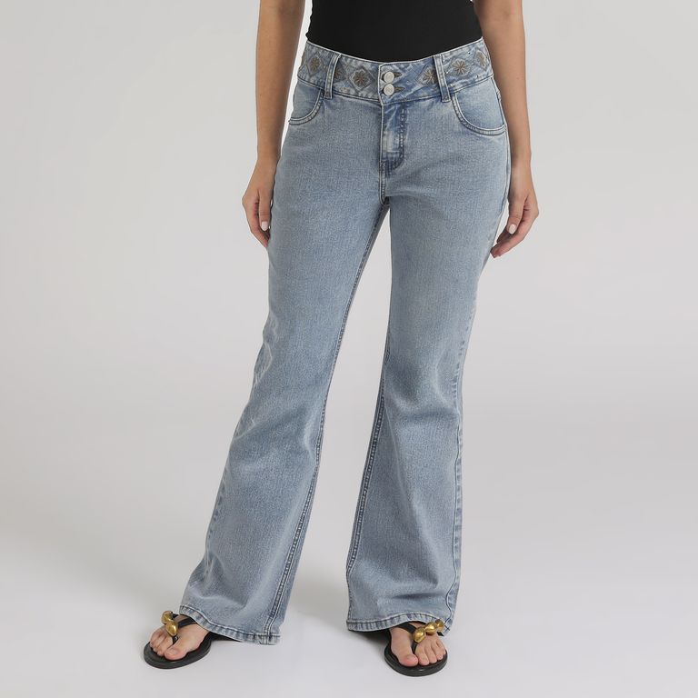 Jean Flare Tiro Medio Mujer