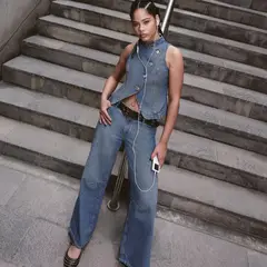 DENIMLAB - Jean Wide Leg Tiro Alto Mujer