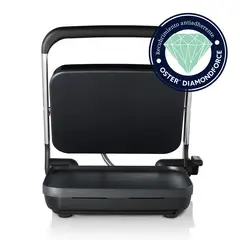 OSTER - Sandwichera DiamondForce con Altura Ajustable para 4 Sándwiches Plata CKSTPN04MSSD