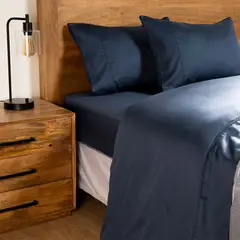 BASEMENT HOME - Juego de Sábanas Lisas 100% Algodón Satén 300 Hilos