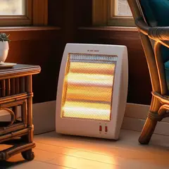 RECCO - Calefactor Eléctrica 800W Halógena Compacta Blanca