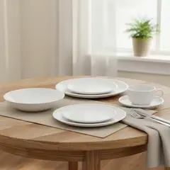 BASEMENT HOME - Juego de Vajilla 30 Piezas Porcelana Flat Edge