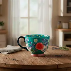 ROBERTA ALLEN - Taza Cerámica 15 cm Flori Turquesa