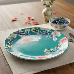 ROBERTA ALLEN - Plato de Ensalada Cerámica 21 cm Flori Turquesa