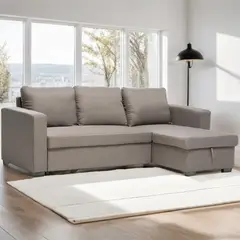 MICA - Futón Seccional Convertible Elina 3 Cuerpos Derecho 2 Plz con Almacenamiento