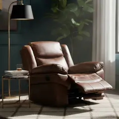 BASEMENT HOME - Sofá Reclinable Kanye con Mecedora 1 Cuerpo de Cuero Combinado
