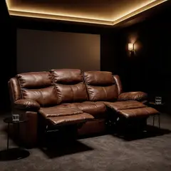 BASEMENT HOME - Sofá Reclinable Kanye 3 Cuerpos Cuero Combinado