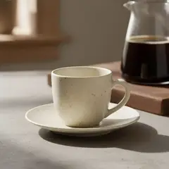 BASEMENT HOME - Taza de Café con Plato Cerámica Gres