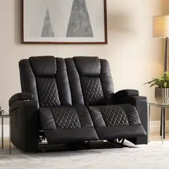 MICA - Sofá Reclinable Bentley 2 Cuerpos Con Posavasos y Puerto Usb