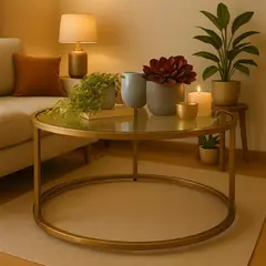 BASEMENT HOME - Mesa de Centro Gold Redonda Hierro