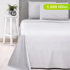 BASEMENT HOME - Juego de Sábanas Lisas 100% Algodón 1000 Hilos