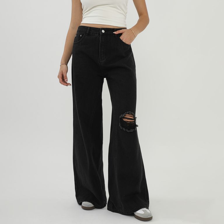 Jean Wide Leg Tiro Medio Mujer