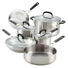 KITCHENAID - Juego de Ollas 10 Piezas Acero Inoxidable
