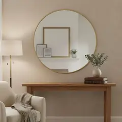 BASEMENT HOME - Espejo Redondo de Metal Dorado