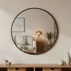 BASEMENT HOME - Espejo Redondo de Metal Negro