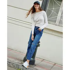 SYBILLA - Jean Mom Tiro Alto Mujer