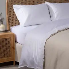 ROBERTA ALLEN - Juego de Sábanas Bordadas Amelie 100% Algodón 300 Hilos