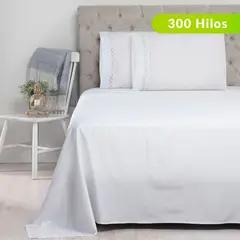 ROBERTA ALLEN - Juego de Sábanas Bordadas Cadeneta 100% Algodón 300 Hilos