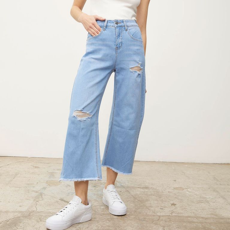 Jean Wide Leg Tiro Alto Mujer