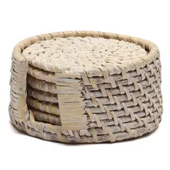 CASA CANTABRIA - Posavasos Set x 4 Ratán Washed 12 cm