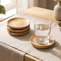 CASA CANTABRIA - Posavasos Set x 4 Acacia Washed 12 cm