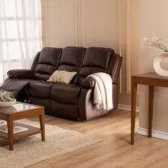 MICA - Sofá Reclinable Robbie 3 Cuerpos Cuero Reconstituido