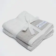 CASA CANTABRIA - Set x2 Toallas de Mano 100% Algodón con Lino