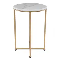 BASEMENT HOME - Mesa Auxiliar Marmol Redonda 45x45x50cm