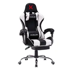 KUZLER - Silla Gamer con Masajeador Lumbar y Reposapies, Reclinable 150°