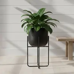 BASEMENT HOME - Maceta Alta de Metal Negra 25x25x50cm