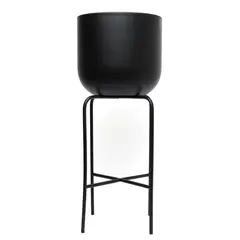 BASEMENT HOME - Maceta Alta de Metal Negra 25x25x50cm