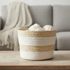 MICA - Set2 Canasto Rattan Blanco 18x15