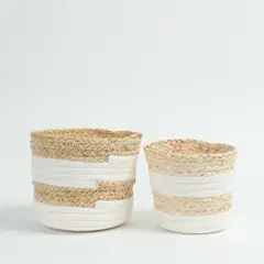 MICA - Set2 Canasto Rattan Blanco 18x15