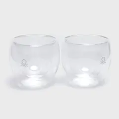 BENETTON - Set x2 Mugs para Café Doble Vidrio 90 ml