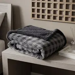 BASEMENT HOME - Frazada Cuadros con Sherpa