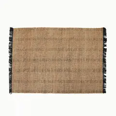 BASEMENT HOME - Alfombra de Yute Decorativa Negra