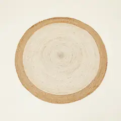 BASEMENT HOME - Alfombra Redonda de Yute Natural / Blanco