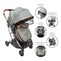 YAMP - Coche Paseo Ibiza Plegable Con Moisés
