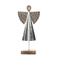 MICA - Adorno Navideño Ángel Silver Madera 20x40Cm