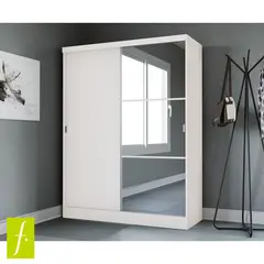 MICA - Ropero Acai 2 Puertas Corredizas 2 Cajones con Espejo