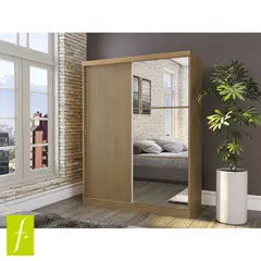 MICA - Ropero Acai 2 Puertas Corredizas 2 Cajones con Espejo