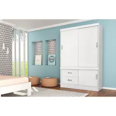 MICA - Ropero Reversible Padua 3 Puertas Corredizas 2 Cajones