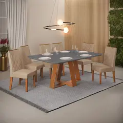 MICA - Juego de Comedor Celeste 6 Sillas