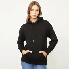 SYBILLA - Polera Algodón Canguro Mujer Manga Larga