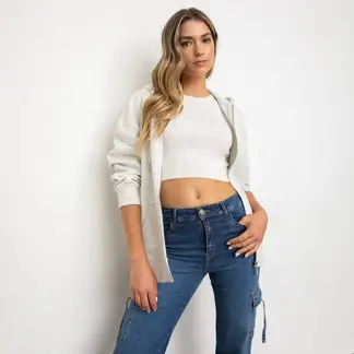 SYBILLA - Polera Mujer Algodón con Cierre y Gorro