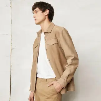 WOLF&HANK - Casaca de Cuero Clásica Hombre Manga Larga