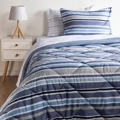 AMBIENTA - Juego De Cama: Edredón Azul + Juego De Sábanas