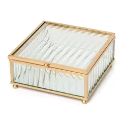 ROBERTA ALLEN - Caja Joyero de Vidrio Gold 13x13x6cm