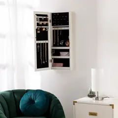 MICA - Espejo Joyero Colgante Blanco 80x31cm